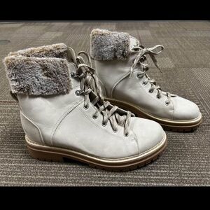 Women's Cream Fur-Lined Boots